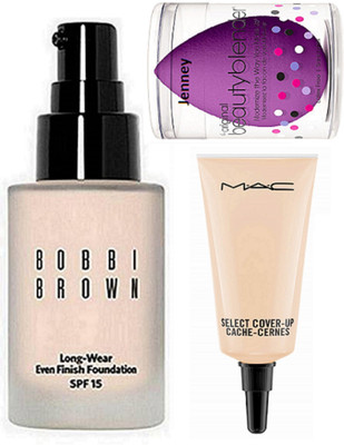 

jenney sponge puff with bobbi brown even finish foundation & select cover up conceale .(Set of 3)