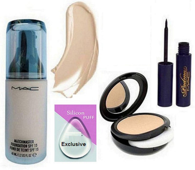 

Exclusive Silicon Puff & Matchmaster Foundation Mac & Mac Compact & Padma Eyeliner.(Set of 4)
