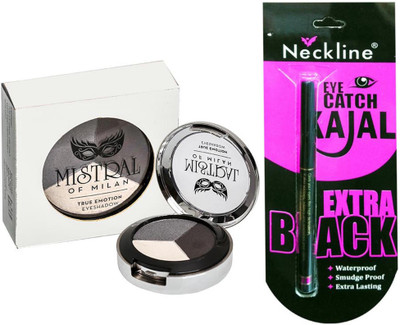 

mistral of milan True Emotion Eye Shadow (001 Obsessive Smokey Trio) 3.6 gm with nackline kajal(Set of 2)