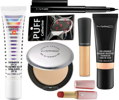 

catherine silicon puff with pro long wear foundation, mineralize concealer, studio perfect compact, lightful tinted cream, pen eyeliner, lipstick(Set of 6)