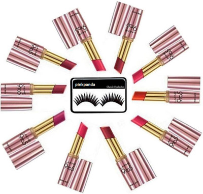 

Pinkpanda Eyelashes&9 To 5 Primer+Matte Lipstick Natural Set Of 10(Set of 11)