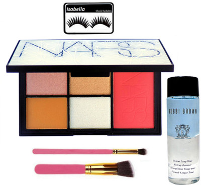 

ISABELLA Eyelashes & Nars 4 Shades Eye Shadow,1 Shade Blusher Palette & 2 Makuep Brush & Bobbi Brown Makeup Remover(Set of 5)