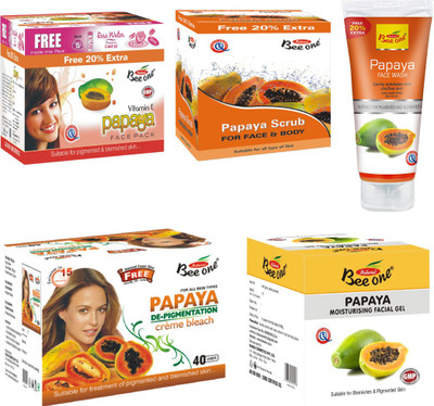 

BEEONE PAPAYA FACE WASH,PAPAYA FACIAL GEL,PAPAYA FACE PACK,PAPAYA SCRUB,PAPAYA BLEACH COMBO PACK(820 GM PACK OF 5)(Set of 5)