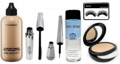 

jenney Eyelashes, Brooke Candy Liquid Eyeliner & Mascara, Studio Fix Compact, Face & Body Foundation, Bobbi Brown Instant Long Wear Makeup Remover(Set of 6)