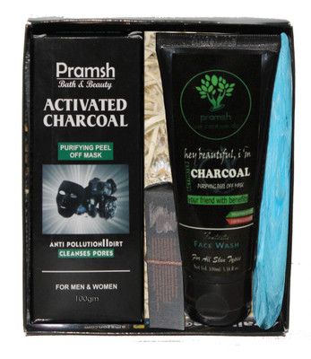 

PRAMSH Gift Pack Of Activated Charcoal Soap 100gm & Peel Off Mask 100gm Box & Face Wash 100gm & Loofa (Pack of 4)(Set of 4)