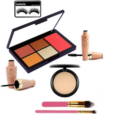 

ISABELLA Eyelashes & Nars 4 Shades Eye Shadow,1 Shade Blusher Palette & 2 Makeup Brush & Lakme 9to5 Eyeliner+Mascara & Compact(Set of 7)