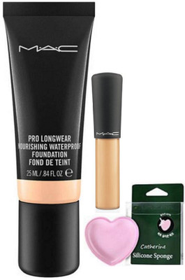 

catherine silicon puff with pro long wear foundation, mineralize concealer(Set of 3)