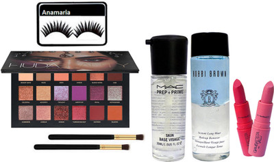 

anamaria Eyelashes & Huda Beauty Desert Dusk Eyes hadow Palette With Makeup Brush 2 & Prep+Prime Primer & Bobbi Brown Makeup Remover & Giambattista Valli Lipstick 2(Set of 8)
