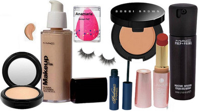 

ANAMARIA Sponge Puff & Makeup Foundation & Compact & Lipstick & Moisture Infusion Face Serum & Bobbi Brown Concealer & Padma Eyeliner & Eyelashes(Set of 8)