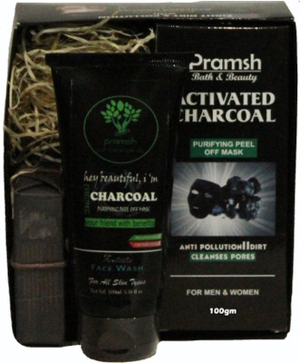 

PRAMSH Gift Pack Of Activated Charocal Soap 100gm & Face Wash 100gm & Peel Off Mask 100gm Box (Pack of 3)(Set of 3)
