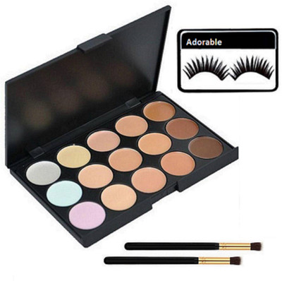 

Adorable Eyelashes & Mac 15 Shades Concealer Palette With Makeup Brush 2(Set of 4)