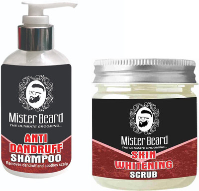 

Mister Beard Anti Dandruff Shampoo 200ml WITH Skin Whitening Scrub 100g(Set of 2)