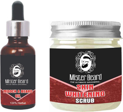 

Mister Beard Mooch & Beard Oil 35ml WITH Skin Whitening Scrub 100g(Set of 2)