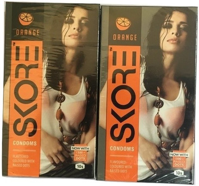 Skore ORANGE PACK OF 2 Condom(Set of 2, 20S)