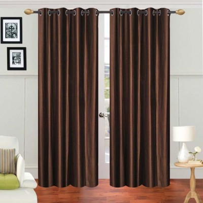 Soulful Creations 272 cm (9 ft) Polyester Room Darkening Long Door Curtain (Pack Of 2)(Solid, Coffee brown)