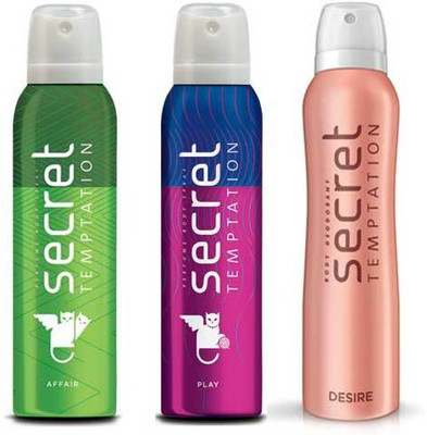 

Secret Temptation Affair, Desire and Play Deodorant Combo Pack for women 150 ML each (Pack of 3) Deodorant Spray - For Women(450 ml, Pack of 3)