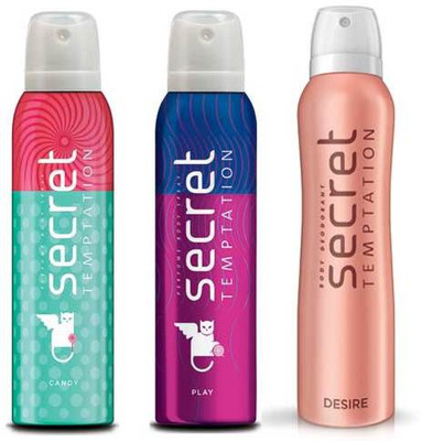 

Secret Temptation Candy, Desire and Play Deodorant Combo Pack for women 150 ML each (Pack of 3) Deodorant Spray - For Women(450 ml, Pack of 3)