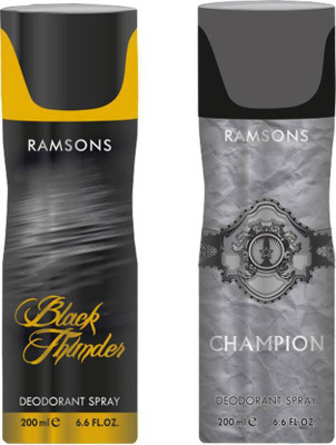 

ramsons Black Thunder+Champion Body Spray - For Men & Women(200 ml, Pack of 2)