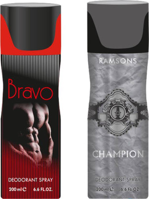 

ramsons CHAMPION+BRAVO Body Spray - For Men & Women(200 ml, Pack of 2)