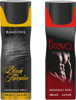 

ramsons Black Thunder, Bravo Body Spray - For Men & Women(200 ml, Pack of 2)