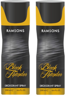 ramsons BLACK THUNDER Body Spray - For Men & Women(200 ml, Pack of 2)