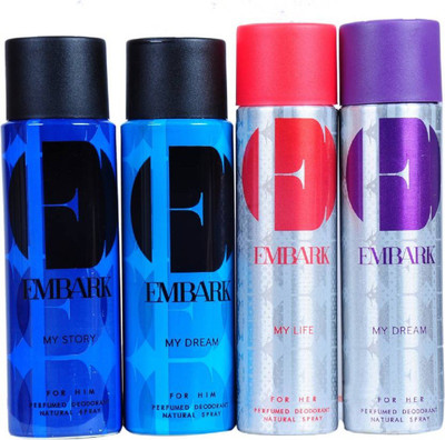 

Embark My Story for Him, My life for Her, My Dream for Him, My Dream for Her Body Spray - For Men & Women(600 ml, Pack of 4)