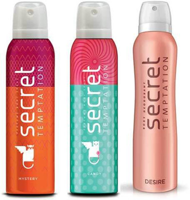 

Secret Temptation Candy, Desire and Mystery Deodorant Combo Pack for women 150 ML each (Pack of 3) Deodorant Spray - For Women(450 ml, Pack of 3)