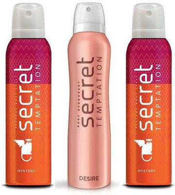 

Secret Temptation 1 Desire and 2 Mystery Deodorant Combo Pack for women 150 ML each (Pack of 3) Deodorant Spray - For Women(450 ml, Pack of 3)