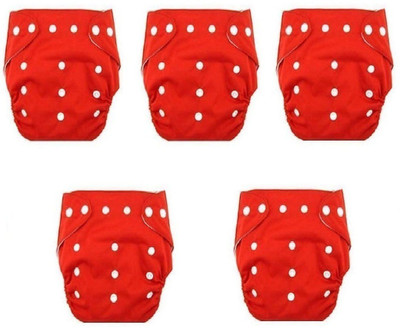 

WonderKart New Adjustable Reusable Lot Baby Washable Cloth Diaper Nappies Pack of 5 Piece - Red - S - M(5 Pieces)