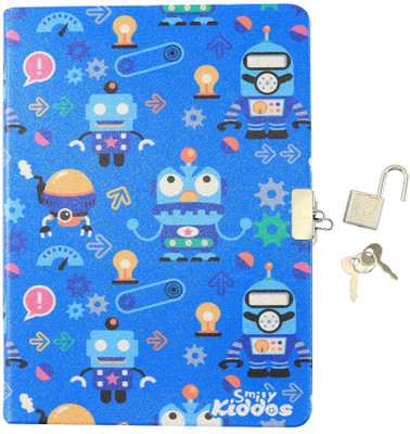 smily kiddos Lockable Notebook Regular Notebook Single ruled 144 Pages(Blue)