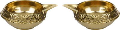 Magic's Max Kuber Diya for Diwali (Pack of 2) Brass (Pack of 2) Table Diya(Height: 2 inch)