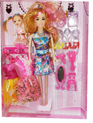

TALKING GANESHA Beautiful Fashion Doll With Baby Doll & Beauty Accessories Doll Set For Girls - Multicolour Model 5(Multicolor)