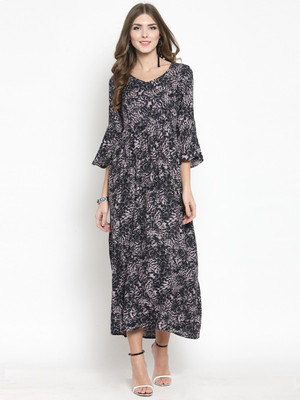 Sera Women Maxi Black Midi/Calf Length Dress