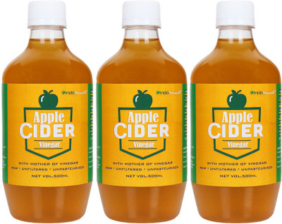 

IndoSwasth Apple Cider Vinegar with Mother of Vinegar - 500ml ( Pack of 3 ) Apple Cider Vinegar(3x500 ml, Unflavoured Flavored)