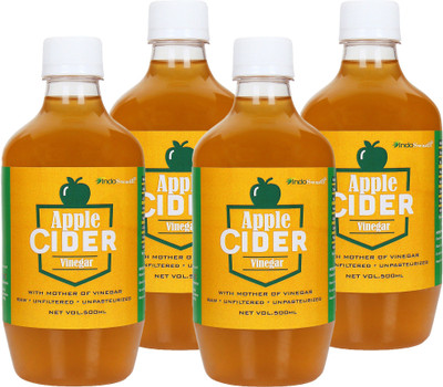 

IndoSwasth Apple Cider Vinegar with Mother of Vinegar - 500ml ( Pack of 4 ) Apple Cider Vinegar(4x500 ml, Unflavoured Flavored)
