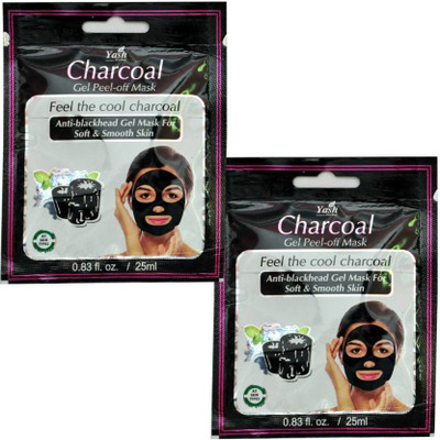

yash pack of 2 charcoal gel pee off mask anti blackhead gel mask(50 ml)