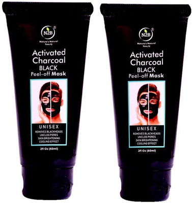 

N2B Activated Charcoal Purifying Black Peel Off Face Mask (Pack of 2) | Blackheads, Whiteheads & Dirt & Instant Glow(60 ml)