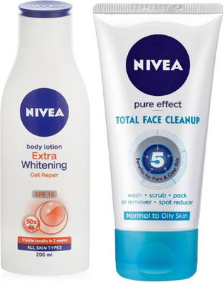 

Nivea Extra Whitening Body Lotion & Total Face Clean Up(300 ml)