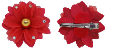 

PELO Colorful Artificial Flowers Hair Clips/Pins For Women's and Girls, Hair Accessories Hair Clip(Red)