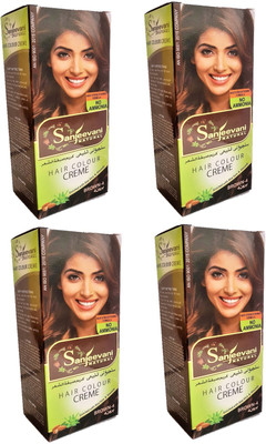 

SANJEEVANI NATURAL Brown Hair Color Creme For Women & Men No Ammonia (Pack Of 4) Hair Color(Brown)