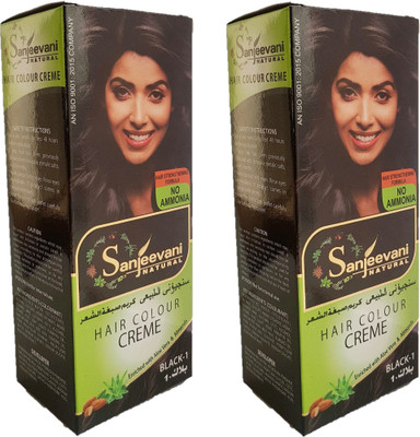 

SANJEEVANI NATURAL Black Hair Color Creme For Women & Men NO AMMONIA (Pack of 2) Hair Color(Black)