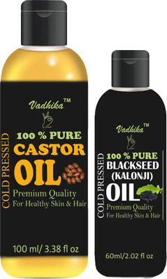 

Vadhika 100 % Pure & Natural Castor Oil & Blackseed (kalonji) oil 160 ml Hair Oil(160 ml)