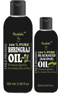 Vadhika 100 % Pure & Natural BhringraJ Oil & Blackseed (kalonji) oil 160 ml Hair Oil(160 ml)