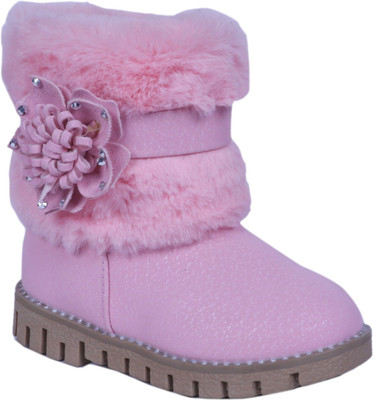 

FEETWELL Girls Slip on Casual Boots(Pink
