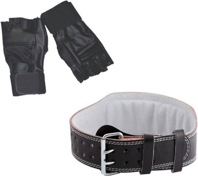 

Faiydashop Solid Leather Padded Gym Belt and Leather Gym Gloves Home Gym Kit
