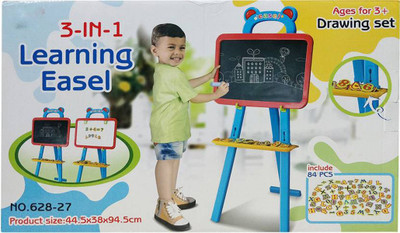 

DMTE Educational Magnetic White Chalk Board Learning Easel for Kids 84 Pcs (Multicolor)