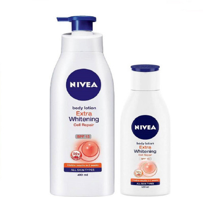 

Nivea Whitening SPF 15 lotion 400 ml and Whitening Cell Repair SPF 15 lotion 120 ml(520 ml)