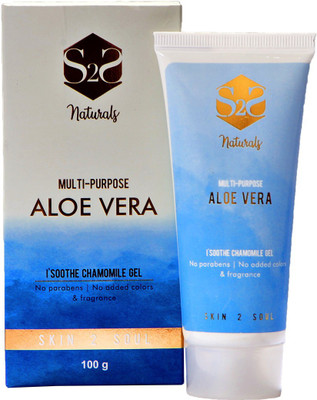 

S2S NATURALS Aloe Vera Gel for face, skin and hair, No added colors, fragrances or Parabens, Suitable for all ages and skin types (I'Soothe- The ONLY aloe vera gel with chamomile essential oil)(100 g)