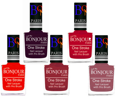

Bonjour Paris Stylish Nail Polish Set of 5 Pcs 01-02-03-04-05 Orange,Plum,Maroon,Pink,Nude(Pack of 5)