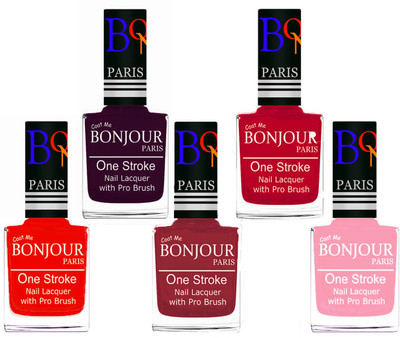 

Bonjour Paris Stylish Nail Polish Set of 5 Pcs 01-02-03-04-30 Orange,Plum,Maroon,Pink,Baby Pink(Pack of 5)
